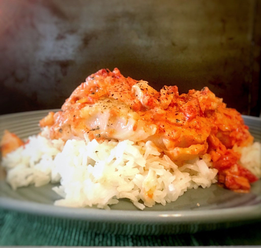Halibut In A Roasted Red Pepper&nbsp;Sauce